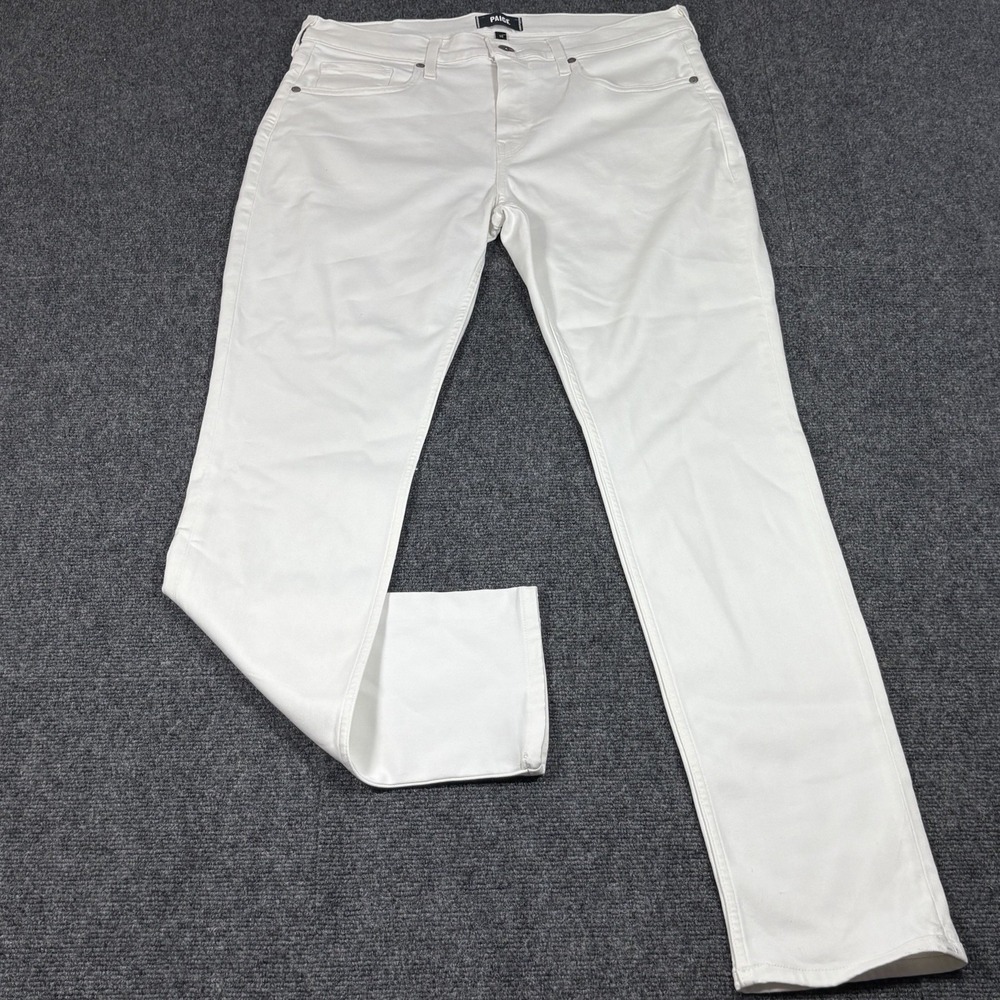 NEW Paige Mens White Lennox Transcend Slim Fit Skinny USA Jeans Pants Size 35x33
